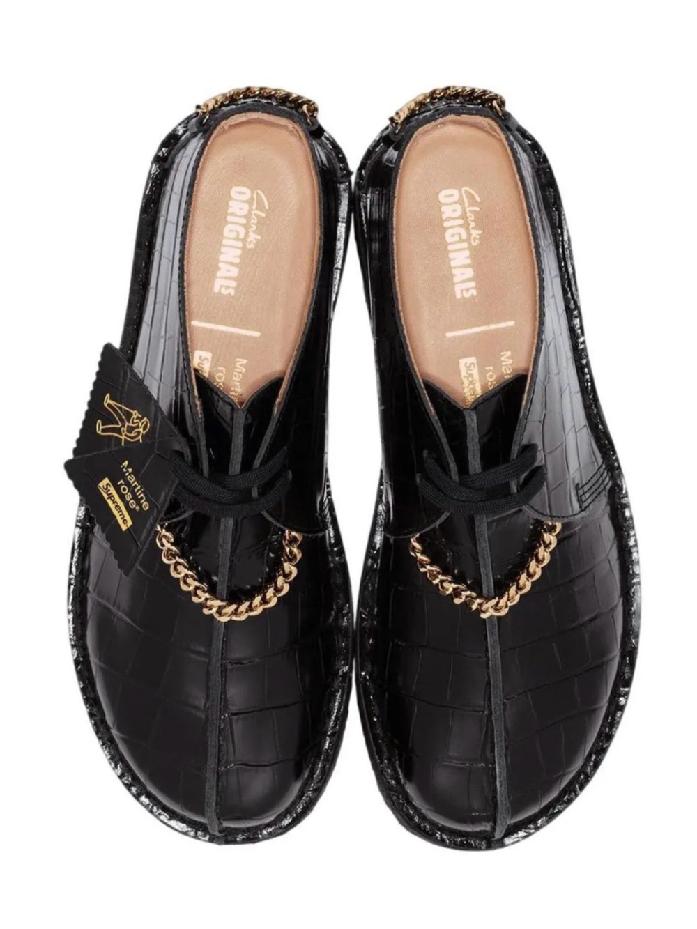 SUPREME x Clarks Originals Men’s Black Croc-Embossed Lace-Up Chain